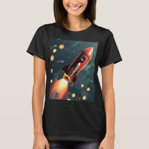 Camiseta Lançamento animado de foguetes mostrando sobrecarg