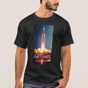 Camiseta Lançamento Artemis Foguete Lunar SLS Órbita Espaço