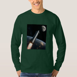 Camiseta Lançamento da SpaceX Starship Foguete Reutilizáv