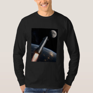 Camiseta Lançamento da SpaceX Starship Foguete Reutilizáv