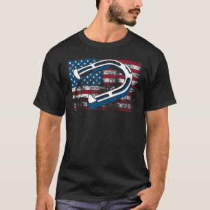 Camiseta Lançamento de Ferradura Legal EUA Bandeira Engraça