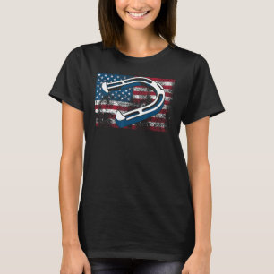 Camiseta Lançamento de Ferradura Legal EUA Bandeira Engraça