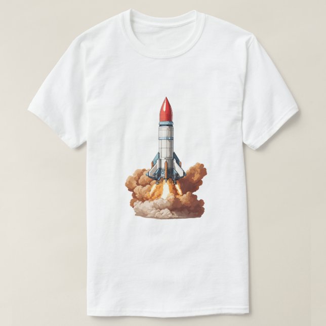 Camiseta Lançamento de Foguete Espacial (Frente do Design)
