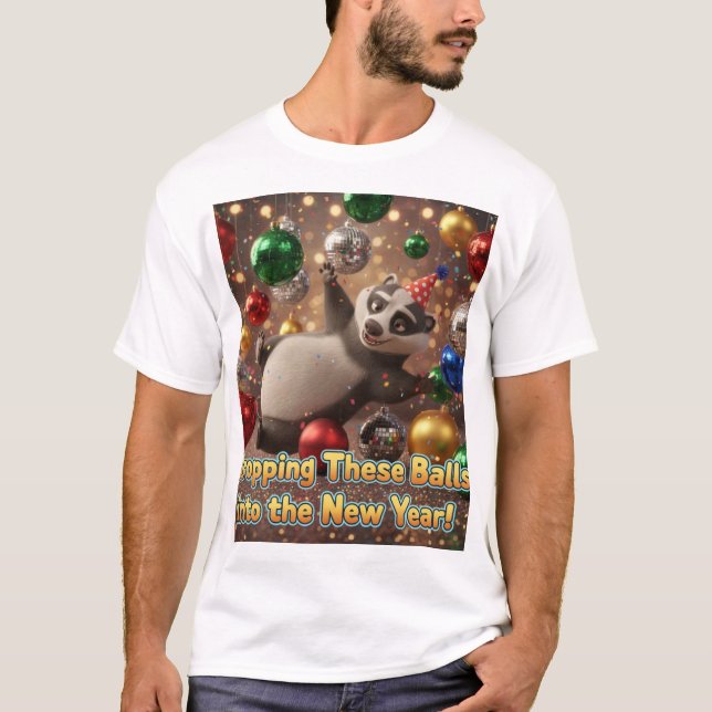 Camiseta Lançando Essas Bolas no Ano Novo (Frente)