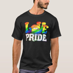 Camiseta Lançando Lábios Beijo Orgulho Lgbt Gay Adoro Lésbi