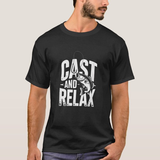 Camiseta Lançar E Relaxar Piada De Pesca De Robalo (Frente)