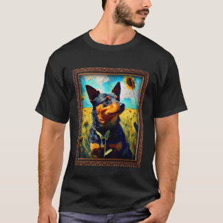Camiseta Lancashire Heeler Pintura Flor de Girassol Mãe Wo