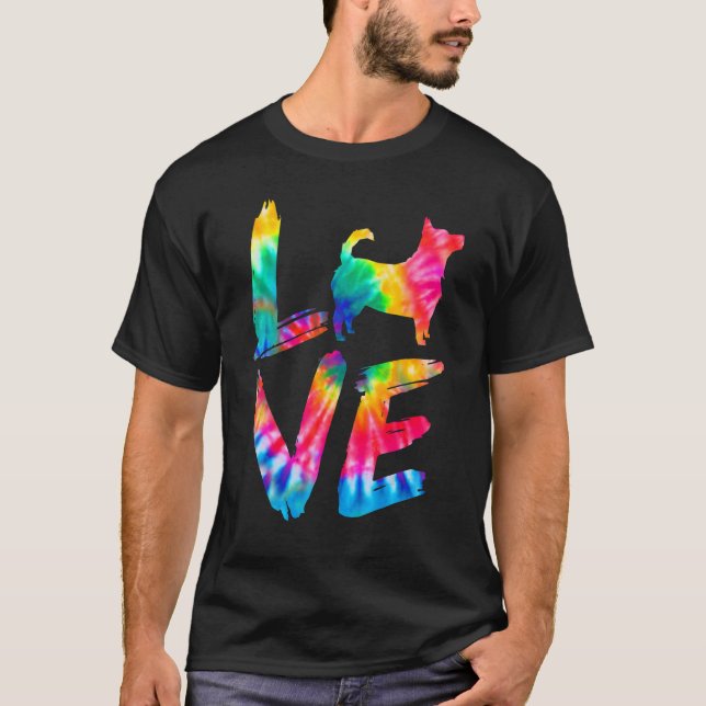 Camiseta Lancashire Heeler Tie Dye Amor Cachorro Mãe Pai (Frente)