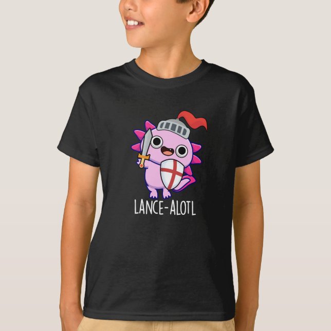 Camiseta Lance-a-lotl Funny Axolotl Knight Pun Dark BG (Frente)