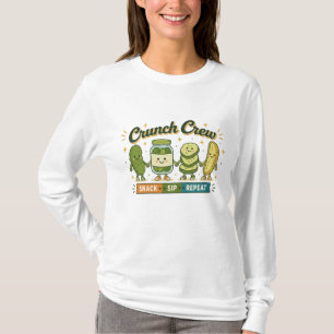 Camiseta Lanche da Tripulação Beba Repita Comida Divertida