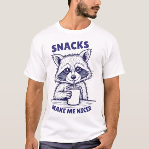Camiseta Lanches Me Tornam Mais Simpático Guaxinim Animal S