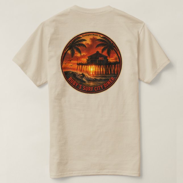 Camiseta Lanchonete Ruby's Surf City (Verso do Design)