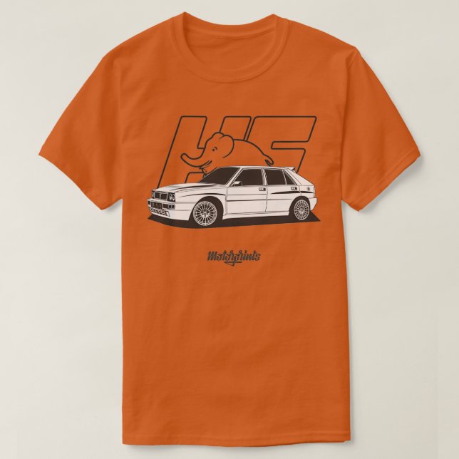 Camiseta Lancia Delta HF Integrale Evo 2 preto branco (Frente do Design)