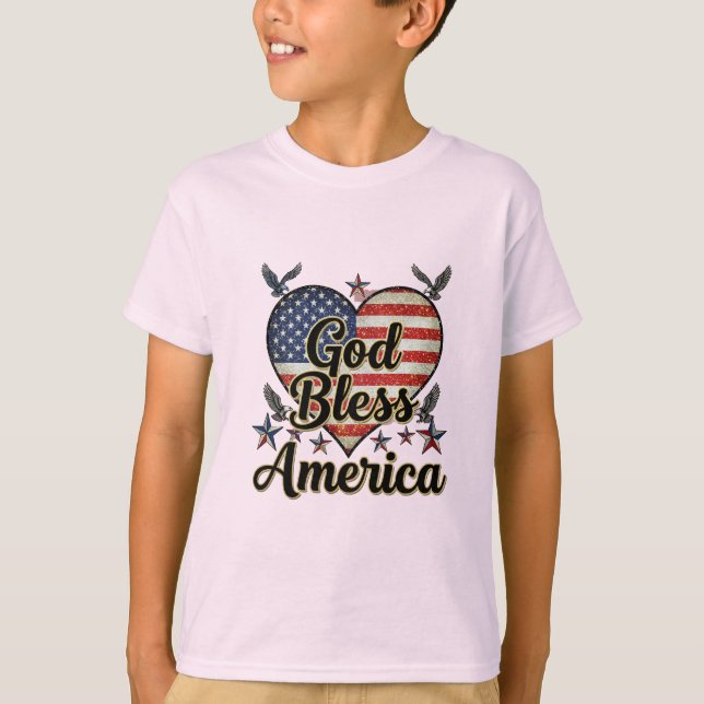 Camiseta Land of the Free, God Blessed T-shirt design  (Frente)