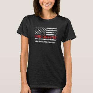 Camiseta Land Survey ou USA Flag Profissão de Retrô Job