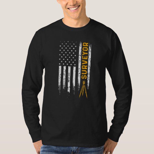 Camiseta Land Surveying USA Flag  Surveyor  1 (Frente)