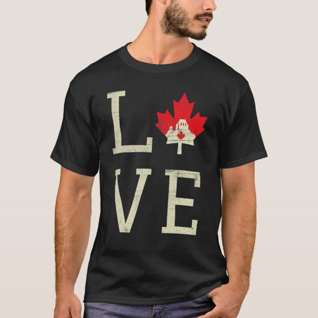 Camiseta Landmark Love Canada Day Maple Proud Canadian Flag (Frente)