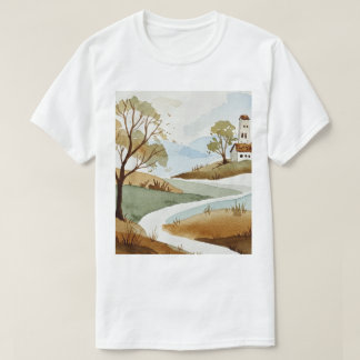 Camiseta landscape of hills with small houses