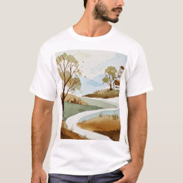 Camiseta landscape of hills with small houses