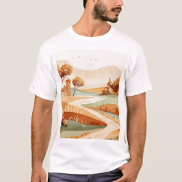 Camiseta landscape of hills with small houses