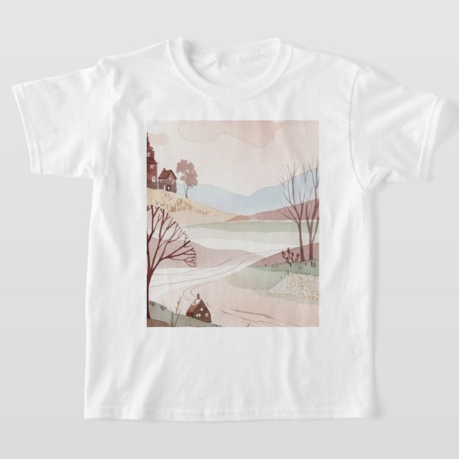 Camiseta landscape of hills with small houses (Postura )