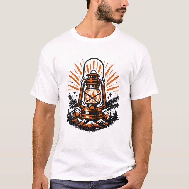 Camiseta Lanterna de Acampamento Vintage | Anúncio (Frente)