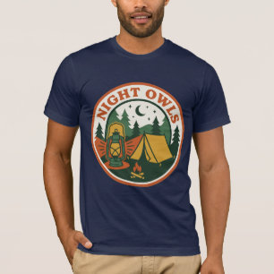 Camiseta Lanterna de Acampamento Vintage Coruja Noturna Ins