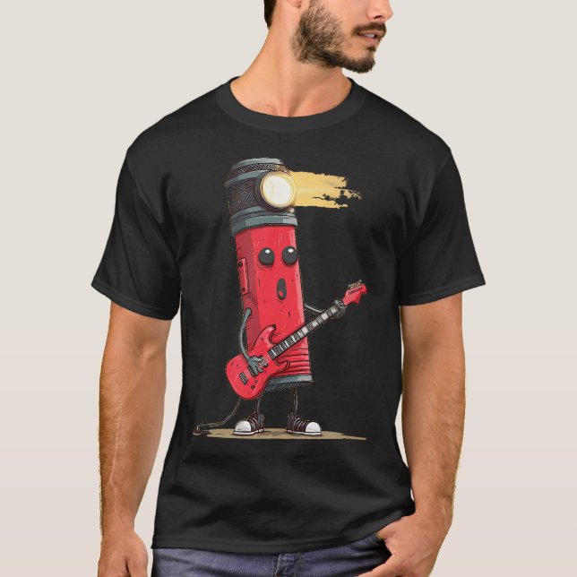 Camiseta Lanterna de Campista com Guitarra Divertida (Frente)