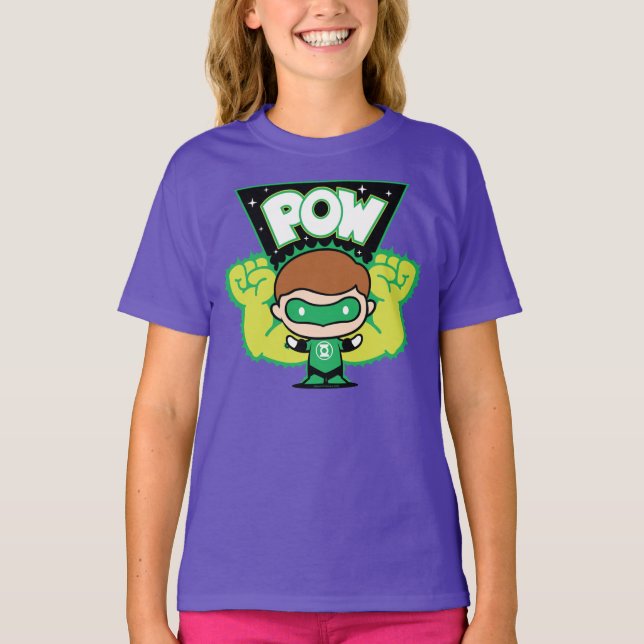 Camiseta Lanterna Verde Chibi Formando Punhos Gigantes (Frente)