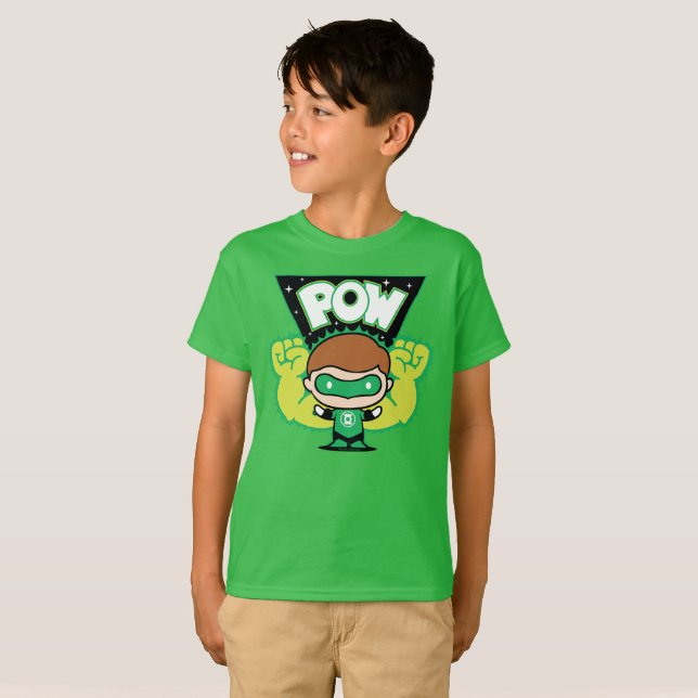 Camiseta Lanterna Verde Chibi Formando Punhos Gigantes (Frente Completa)