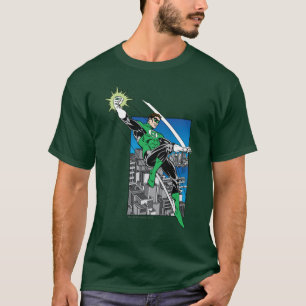 Camiseta Lanterna verde com fundo da cidade