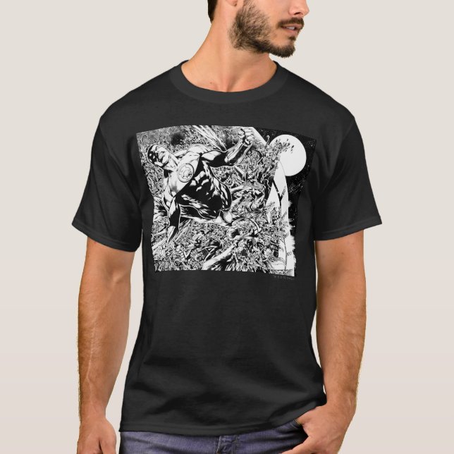 Camiseta Lanterna Verde e Lua - Preto e Branco (Frente)