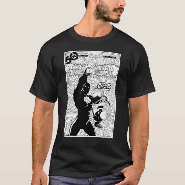 Camiseta Lanterna Verde - Lanterna Brilhante, Preto e Branc (Frente)