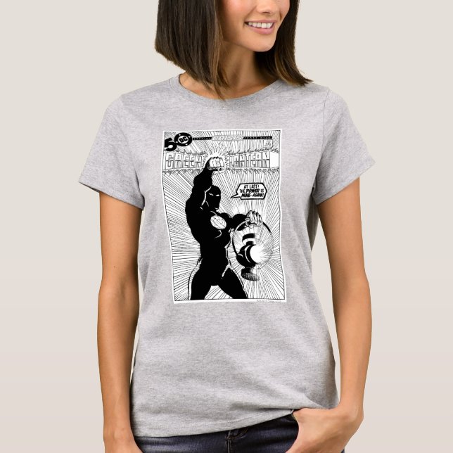 Camiseta Lanterna Verde - Lanterna Brilhante, Preto e Branc (Frente)