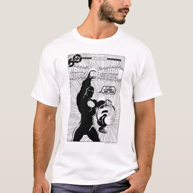 Camiseta Lanterna Verde - Lanterna Brilhante, Preto e Branc (Frente)