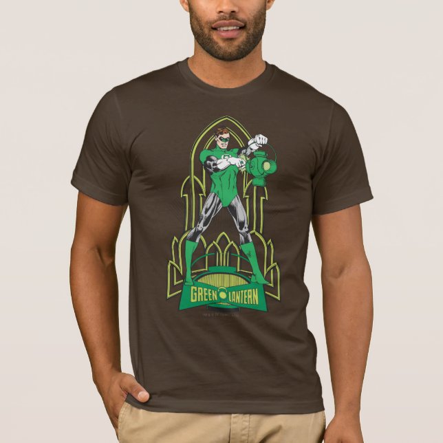 Camiseta Lanterna Verde sobre fundo decorativo (Frente)