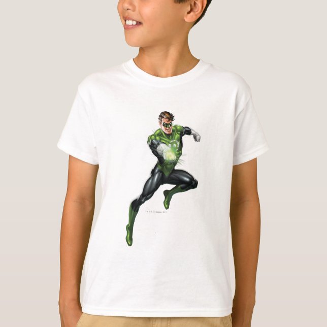 Camiseta Lanterna Verde - Totalmente Renderizado, Pulando (Frente)