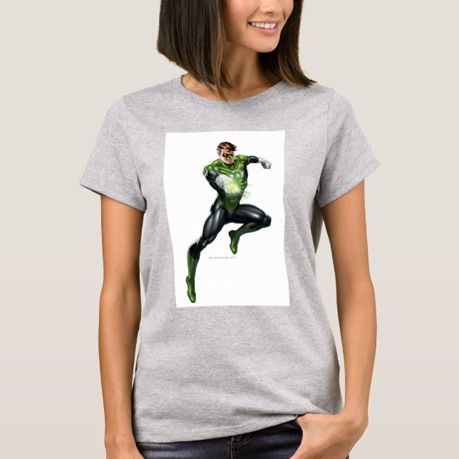 Camiseta Lanterna Verde - Totalmente Renderizado, Pulando (Frente)
