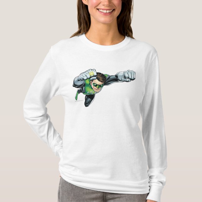 Camiseta Lanterna Verde - Totalmente Renderizado, Voando à  (Frente)