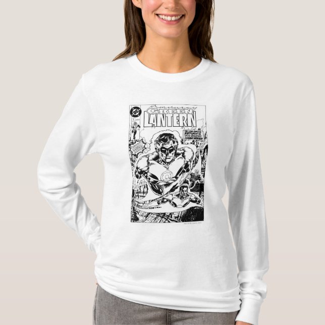 Camiseta Lanternas Verdes Voando, Preto e Branco (Frente)
