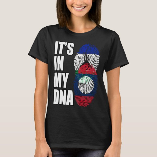 Camiseta Lao E Basotho Misturar DNA Heritage Flag (Frente)