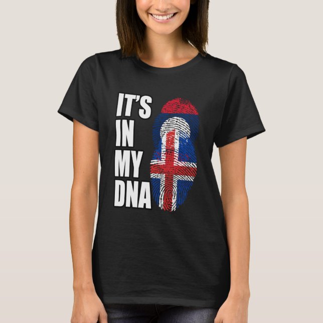Camiseta Lao E Islandês Mix DNA Heritage Flag (Frente)
