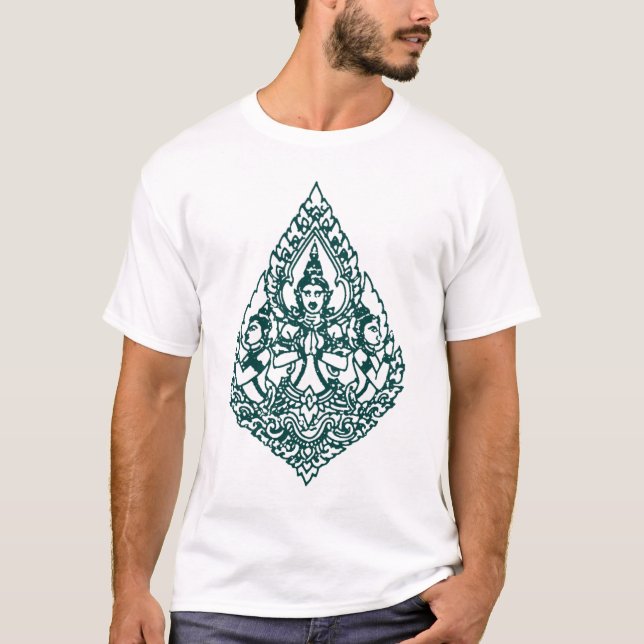 CAMISETA LAO PRAYING DE TRÊS BUDDHA, TAILANDÊS PRINCIPAIS & (Frente)