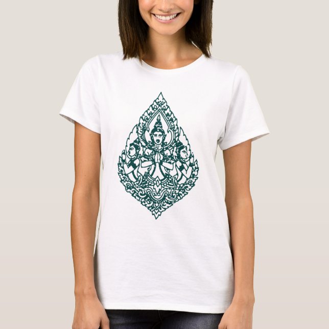 CAMISETA LAO PRAYING DE TRÊS BUDDHA, TAILANDÊS PRINCIPAIS & (Frente)