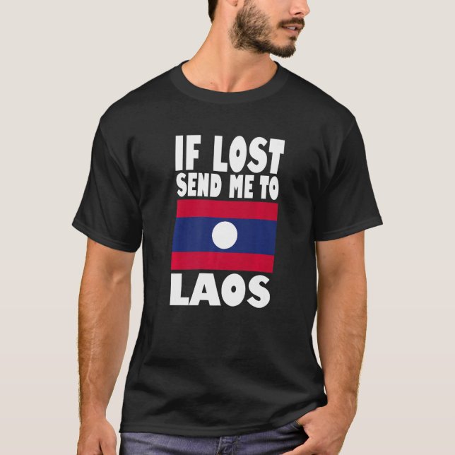 Camiseta Laos Flag Design  If lost send me to Laos Premium (Frente)