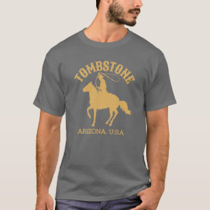 Camiseta Lápide de Estilo Antigo Arizona EUA Dourado Cowboy