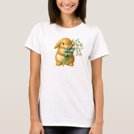 Camiseta Lapin en 3D, bouquet de fleurs et ruban satiné.