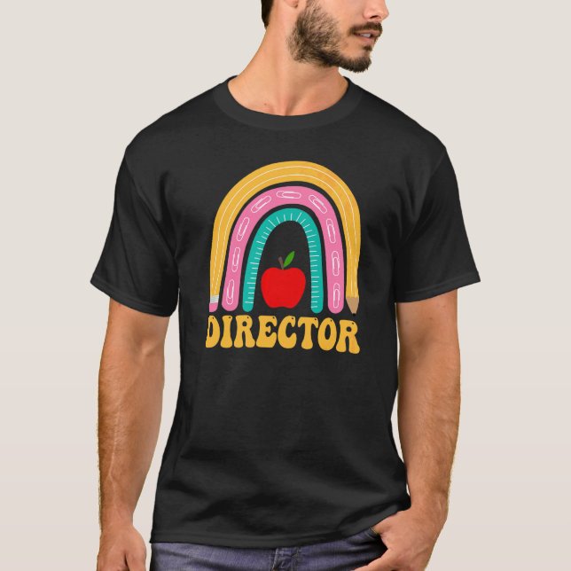 Camiseta Lápis Arco-íris Diretor Mulheres Volta às Aulas Ap (Frente)