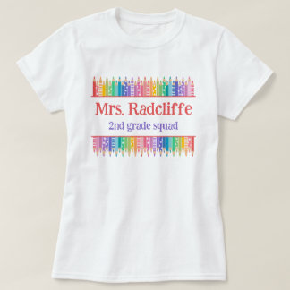 Camiseta Lápis Coloridos Divertidos Estrelas Nome do Profes