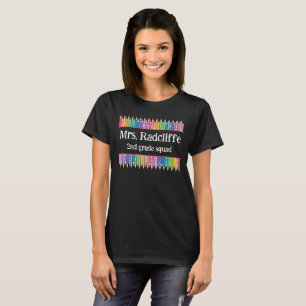 Camiseta Lápis Coloridos Divertidos Estrelas Nome do Profes